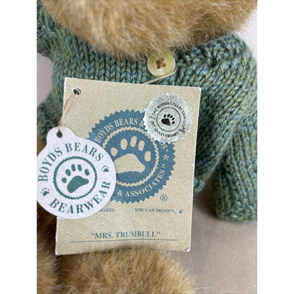 VTG‎ 1999 20th Boyd’s Bears MRS. TRUMBULL 91833 Plush 10” w/Tag Green Sweater - Picture 6 of 10